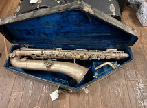 Early Vintage 1917 Buescher True Tone Silver Baritone Saxophone, Serial #34898